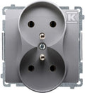 Gniazdo wtyczkowe podwójne z uziemieniem (moduł), z przesłonami torów prądowych, 16A, 250V~, zaciski śrubowe, stal inox, BASIC MODUŁ