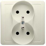 Gniazdo wtyczkowe z uziemieniem podwójne, monoblok, z przesłonami torów prądowych 16A, 250V~, zaciski śrubowe, stal inox *Kompletne - nie do ramek, BASIC MODUŁ