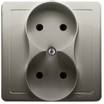 Gniazdo wtyczkowe bez uziemienia podwójne, monoblok, 16A, 250V~, zaciski śrubowe, biały *Kompletne - nie do ramek, BASIC MODUŁ