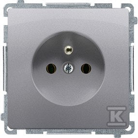 Gniazdo wtyczkowe z uziemieniem (moduł), z przesłonami torów prądowych, 16A, 250V~, zaciski śrubowe, stal inox, BASIC MODUŁ
