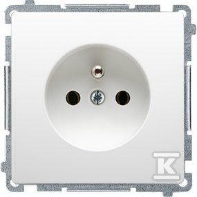 Gniazdo wtyczkowe pojedyncze z uziemieniem (moduł) 16A, 250V~ z przesłonami torów prądowych, szybkozłącza, biały, BASIC MODUŁ