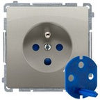 Gniazdo wtyczkowe DATA z uziemieniem i kluczem uprawniającym (moduł) 16A, 250V~, zaciski śrubowe, stal inox, BASIC MODUŁ