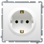 Gniazdo wtyczkowe z uziemieniem Schuko (moduł), z przesłonami torów prądowych, 16A, 250V~, zaciski śrubowe, czerwone, BASIC MODUŁ