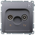 Gniazdo antenowe R-TV przelotowe 10 dB (moduł), 1x wejście: 5862 MHz, stal inox, BASIC MODUŁ