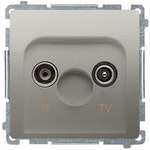 Gniazdo antenowe R-TV przelotowe 10 dB (moduł), 1x wejście: 5862 MHz, stal inox, BASIC MODUŁ