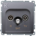 Gniazdo antenowe R-TV-SAT końcowe (moduł). 1x wejście: 5 MHz2,4 GHz, stal inox *Może być użyte jako gn.zakończ. do gn.przelot. R-TV-SAT, BASIC MODUŁ