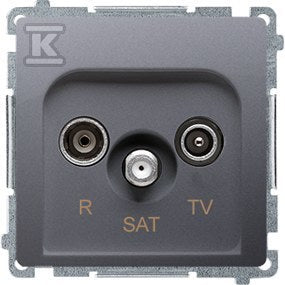 Gniazdo antenowe R-TV-SAT końcowe (moduł). 1x wejście: 5 MHz2,4 GHz, stal inox *Może być użyte jako gn.zakończ. do gn.przelot. R-TV-SAT, BASIC MODUŁ
