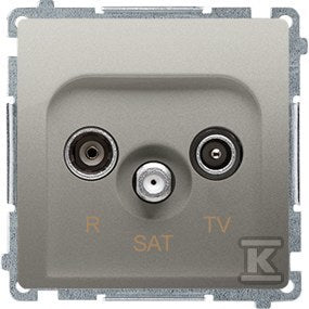 Gniazdo antenowe R-TV-SAT końcowe (moduł). 1x wejście: 5 MHz2,4 GHz, satynowy *Może być użyte jako gn.zakończ. do gn. przelot. R-TV-SAT, BASIC MODUŁ