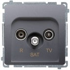 Gniazdo antenowe R-TV-SAT przelotowe (moduł), 1x wejście: 5 MHz2,4 GHz, satynowy, BASIC MODUŁ