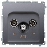 Gniazdo antenowe R-TV-SAT przelotowe (moduł), 1x wejście: 5 MHz2,4 GHz, satynowy, BASIC MODUŁ