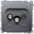 Gniazdo antenowe satelitarne podwójne końcowe SAT-SAT-RTV, (moduł). 2xwejście: SAT: 52400 MHz, RTV: 5862 MHz, stal inox, BASIC MODUŁ