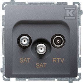 Gniazdo antenowe satelitarne podwójne końcowe SAT-SAT-RTV, (moduł). 2xwejście: SAT: 52400 MHz, RTV: 5862 MHz, stal inox, BASIC MODUŁ