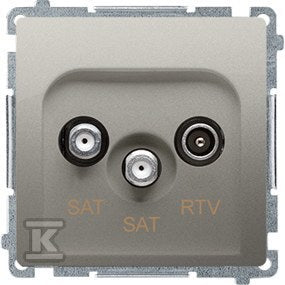 Gniazdo antenowe satelitarne podwójne końcowe SAT-SAT-RTV, (moduł). 2xwejście: SAT: 52400 MHz, RTV: 5862 MHz, satynowy, BASIC MODUŁ