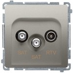 Łącznik potrójny (moduł) 10AX, 250V~, szybkozłącza, satynowy, BASIC MODUŁ