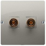 Gniazdo głośnikowe pojedyncze -1 kolumna głośnikowa (moduł). Przekrój przew. dla wyjścia 6 mm2. Mocowanie na wkręty do puszki, stal inox, BASIC MODUŁ