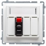 Gniazdo głośnikowe 1-krotne z polem opisowym (moduł). Przekrój przew. dla wejścia i wyjścia 2,5 mm2. Mocowanie na łapki i wkręty, stal inox, BASIC MODUŁ