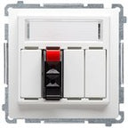 Gniazdo głośnikowe 1-krotne z polem opisowym (moduł). Przekrój przew. dla wejścia i wyjścia 2,5 mm2. Mocowanie na łapki i wkręty, stal inox, BASIC MODUŁ
