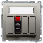 Gniazdo głośnikowe 1-krotne z polem opisowym (moduł). Przekrój przew. dla wejścia i wyjścia 2,5 mm2. Mocowanie na łapki i wkręty, stal inox, BASIC MODUŁ
