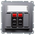 Gniazdo głośnikowe 1-krotne z polem opisowym (moduł). Przekrój przew. dla wejścia i wyjścia 2,5 mm2. Mocowanie na łapki i wkręty, stal inox, BASIC MODUŁ