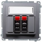 Gniazdo głośnikowe 1-krotne z polem opisowym (moduł). Przekrój przew. dla wejścia i wyjścia 2,5 mm2. Mocowanie na łapki i wkręty, stal inox, BASIC MODUŁ