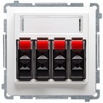 Gniazdo głośnikowe 4-krotne z polem opisowym (moduł). Do podłączenia 4 kolumn głośnikowych. Mocowanie gniazda na łapki i wkręty, stal inox, BASIC MODUŁ