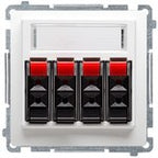 Gniazdo głośnikowe 4-krotne z polem opisowym (moduł). Do podłączenia 4 kolumn głośnikowych. Mocowanie gniazda na łapki i wkręty, stal inox, BASIC MODUŁ