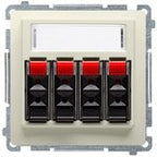 Gniazdo głośnikowe 4-krotne z polem opisowym (moduł). Do podłączenia 4 kolumn głośnikowych. Mocowanie gniazda na łapki i wkręty, biały, BASIC MODUŁ