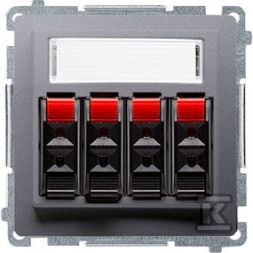 Gniazdo głośnikowe 4-krotne z polem opisowym (moduł). Do podłączenia 4 kolumn głośnikowych. Mocowanie gniazda na łapki i wkręty, stal inox, BASIC MODUŁ
