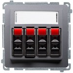 Gniazdo głośnikowe 4-krotne z polem opisowym (moduł). Do podłączenia 4 kolumn głośnikowych. Mocowanie gniazda na łapki i wkręty, biały, BASIC MODUŁ