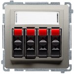 Gniazdo głośnikowe 4-krotne z polem opisowym (moduł). Do podłączenia 4 kolumn głośnikowych. Mocowanie gniazda na łapki i wkręty, biały, BASIC MODUŁ