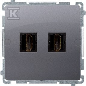 Gniazdo HDMI podwójne (moduł), stal inox, BASIC MODUŁ