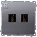 Gniazdo HDMI podwójne (moduł), stal inox, BASIC MODUŁ