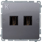 Gniazdo HDMI podwójne (moduł), stal inox, BASIC MODUŁ