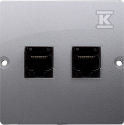 Gniazdo telefoniczne RJ11 podwójne (moduł). Montaż gniazda na wkręty do puszki, stal inox