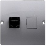 Gniazdo komputerowe RJ45 pojedyncze, kategoria 5e (moduł). Montaż gniazda na wkręty do puszki, srebrny mat, BASIC MODUŁ