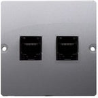 Gniazdo komputerowe RJ45 podwójne kategoria 5e (moduł). Montaż gniazda na wkręty do puszki, srebrny mat, BASIC MODUŁ