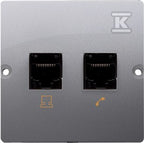 Gniazdo komputerowe RJ45 kat.5e + telefoniczne RJ11 (moduł), Basic moduł stal inox