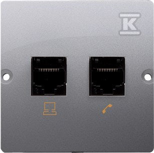 Gniazdo komputerowe RJ45 kat.5e + telefoniczne RJ11 (moduł), Basic moduł stal inox