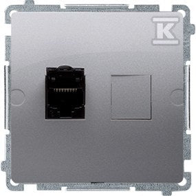 Gniazdo komputerowe RJ45, kategoria 6, pojedyncze z przesłoną przeciwkurzową (moduł). Montaż na łapki lub wkręty, stal inox, BASIC MODUŁ