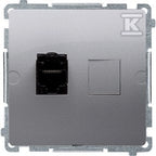 Gniazdo komputerowe RJ45, kategoria 6, pojedyncze z przesłoną przeciwkurzową (moduł). Montaż na łapki lub wkręty, stal inox, BASIC MODUŁ