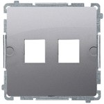 Pokrywa gniazd teleinformatycznych na Keystone płaska podwójna. Montaż na łapki lub wkręty, beż, BASIC MODUŁ