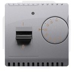 Regulator temperatury z czujnikiem wewnętrznym, 16A, 230V~. Montaż gniazda na wkręty do puszki, srebrny mat, BASIC MODUŁ