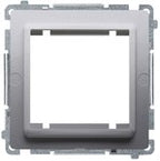 Adapter (przejściówka) na osprzęt standardu 45 × 45 mm. Montaż do puszki na wkręty, srebrny mat, BASIC MODUŁ