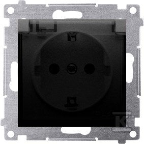 Gniazdo Schuko do wersji IP44 z przesłonami z uszczelką ramki (moduł) 16A, 250V~, zaciski śrubowe, klapka transparentna, czarny mat Simon54