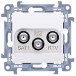 Gniazdo antenowe satelitarne podwójne SAT-SAT-RTV (moduł), 1x wejście: 5 MHz-2,4 GHz, krem, SIMON10