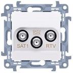 Gniazdo antenowe satelitarne podwójne SAT-SAT-RTV (moduł), 1x wejście: 5 MHz-2,4 GHz, krem, SIMON10