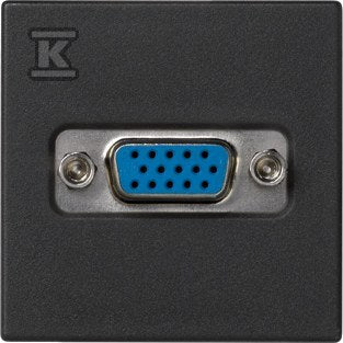 Płytka K45 złącza VGA (D-Sub 15) 45x45mm + wkład, zaciski śrubowe, grafit