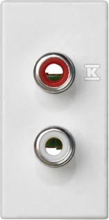 Płytka K45/2 złącz 2-krotna RCA (CINCH) 22,5x45mm + wkłady, zaciski śrubowe, biały