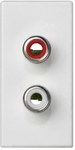 Płytka K45/2 złącz 3-krotna RCA (CINCH) 22,5x45mm + wkłady, zaciski śrubowe, biały