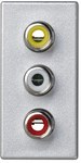 Płytka K45/2 złącz 3-krotna RCA (CINCH) 22,5x45mm + wkłady, zaciski śrubowe, biały